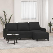 Trosjed s tabureom crni 180 cm od tkanine Crna