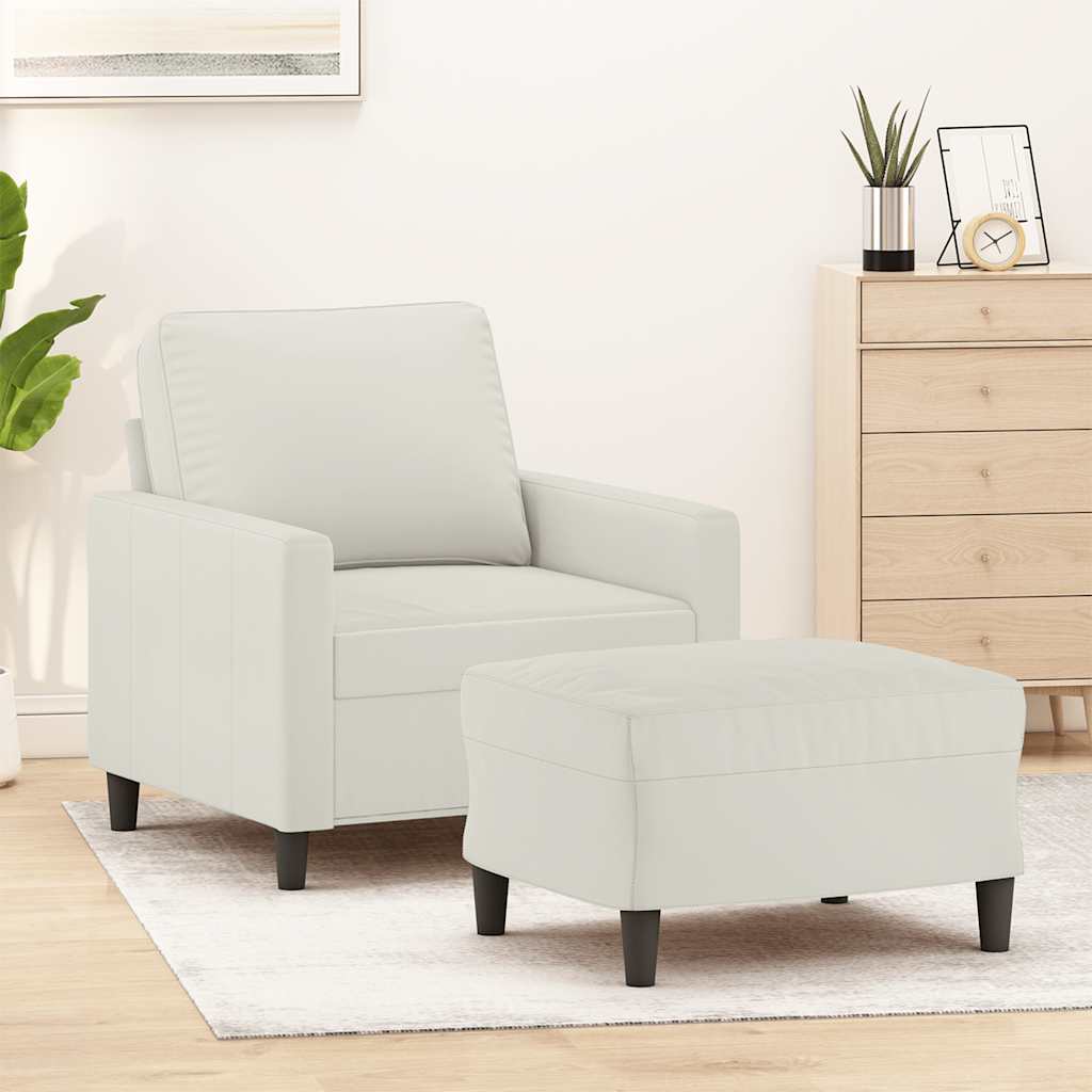Fotelja s tabureom krem 60 cm baršunasta
