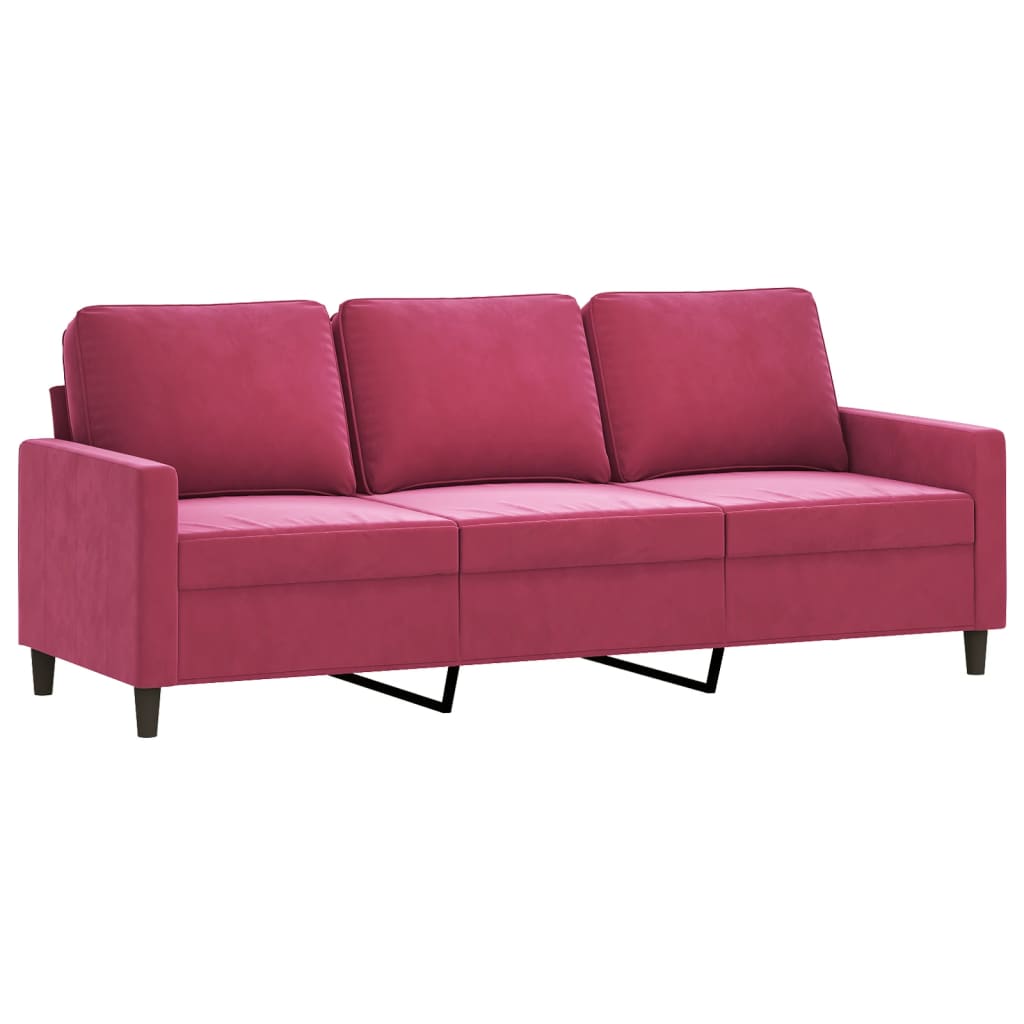 Trosjed s tabureom crvena boja vina 180 cm baršunasti