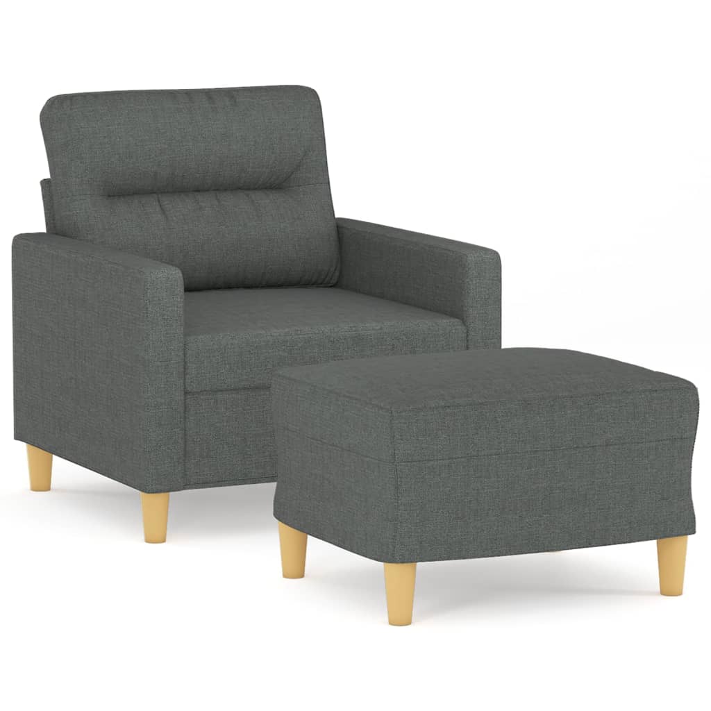 Fotelja s tabureom tamnosiva 60 cm od tkanine