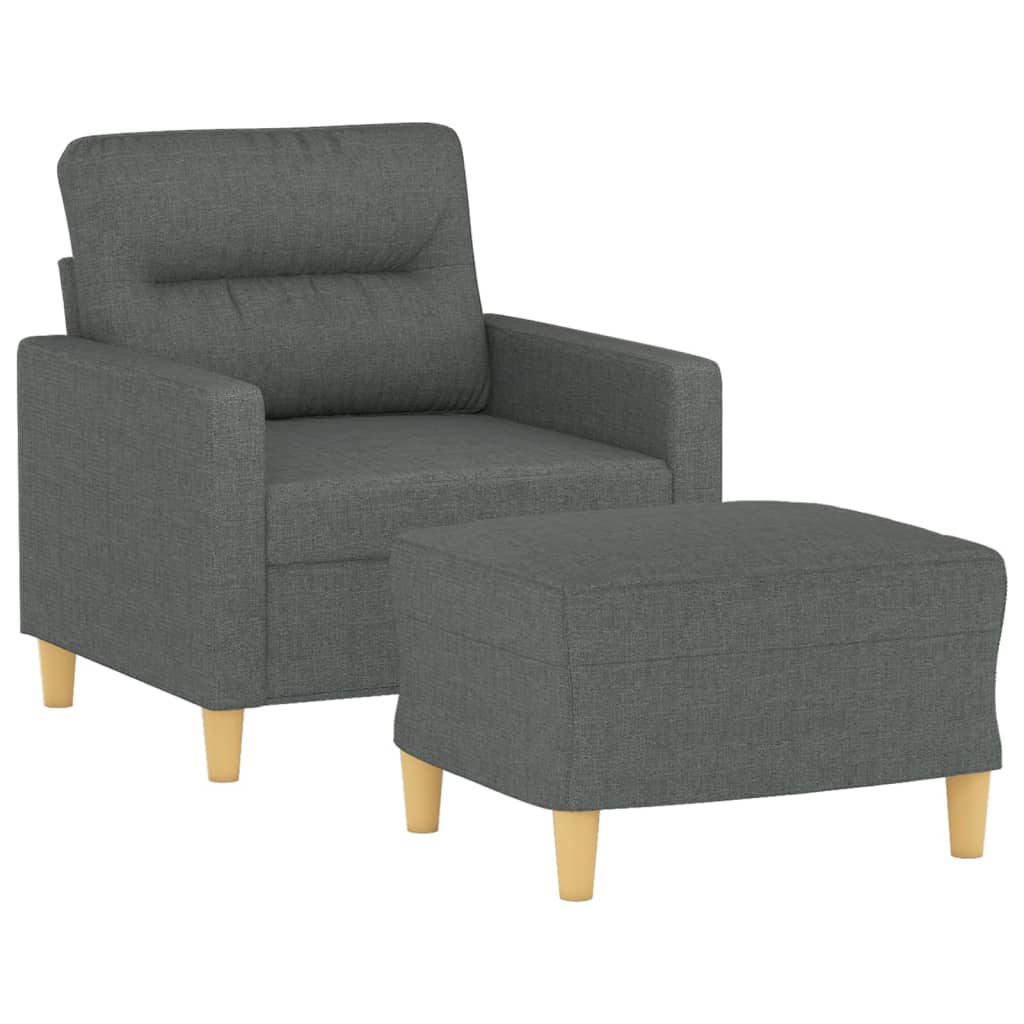 Fotelja s tabureom tamnosiva 60 cm od tkanine