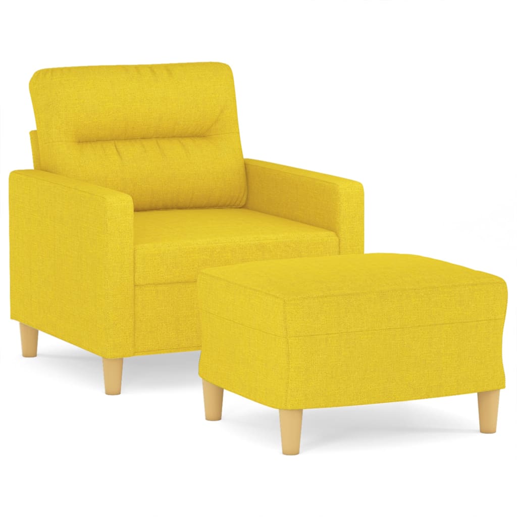 Fotelja s tabureom svjetložuta 60 cm od tkanine