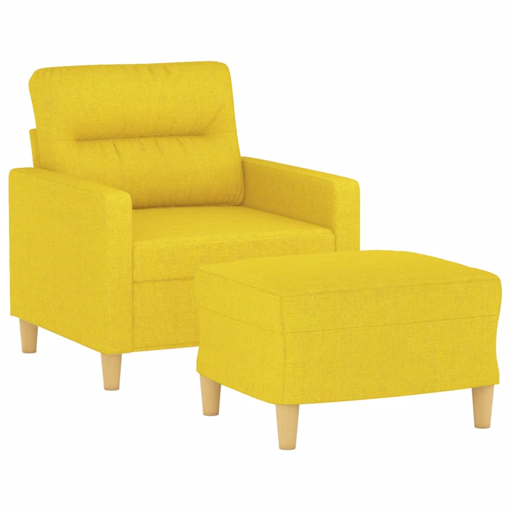 Fotelja s tabureom svjetložuta 60 cm od tkanine