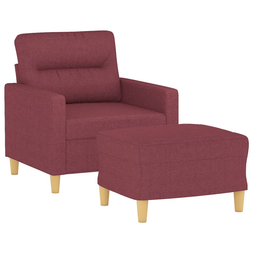 Fotelja s tabureom crvena boja vina 60 cm od tkanine
