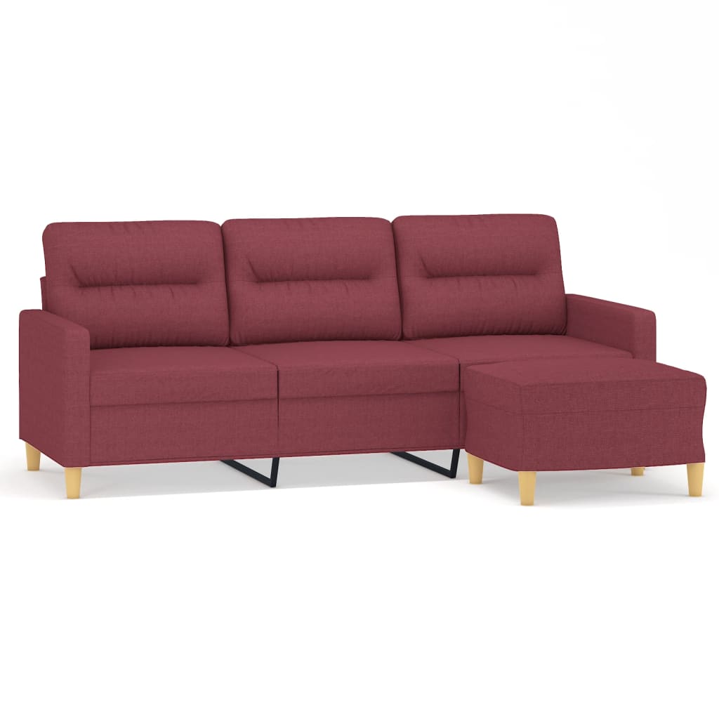 Trosjed s tabureom crvena boja vina 180 cm od tkanine
