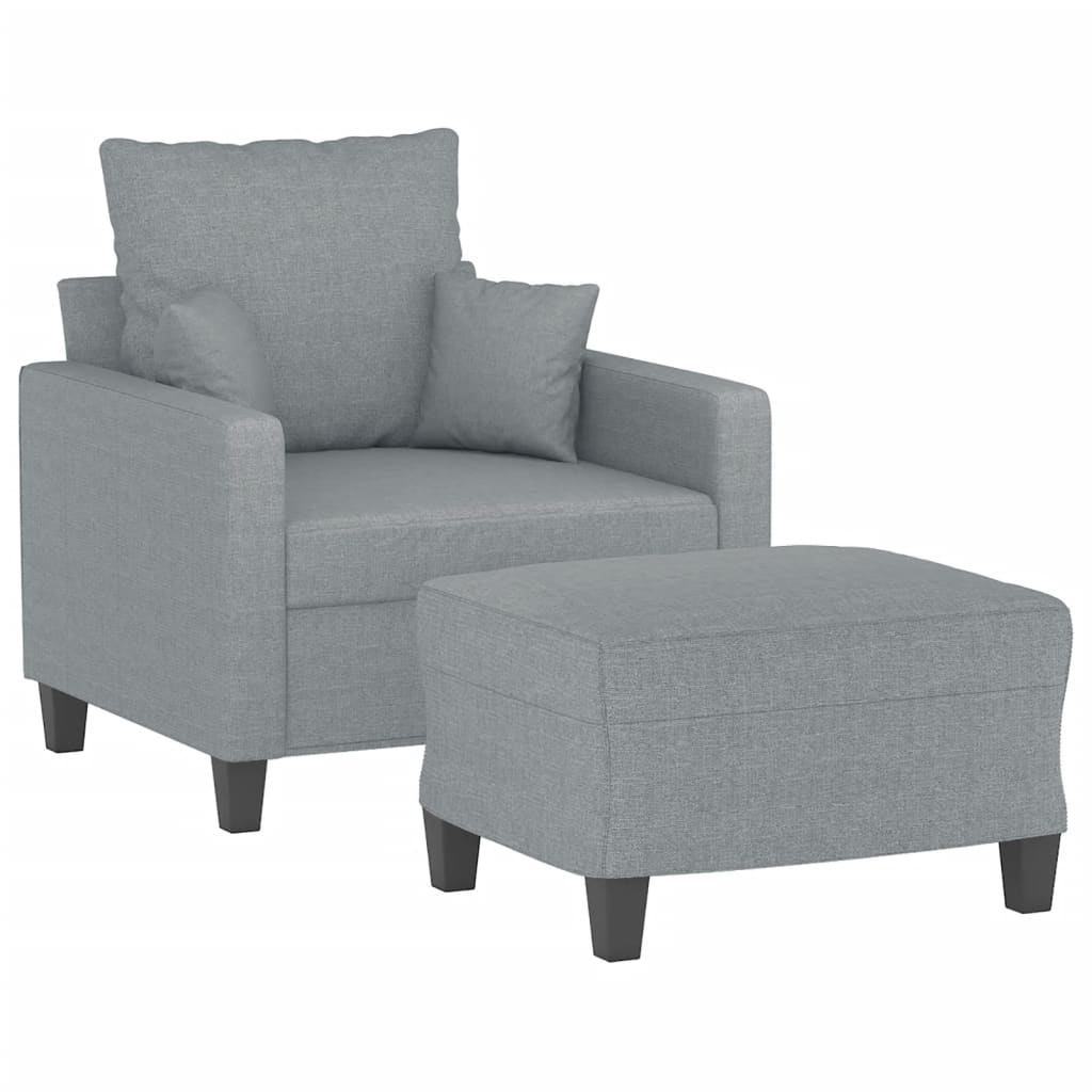 Fotelja s tabureom svjetlosiva 60 cm od tkanine
