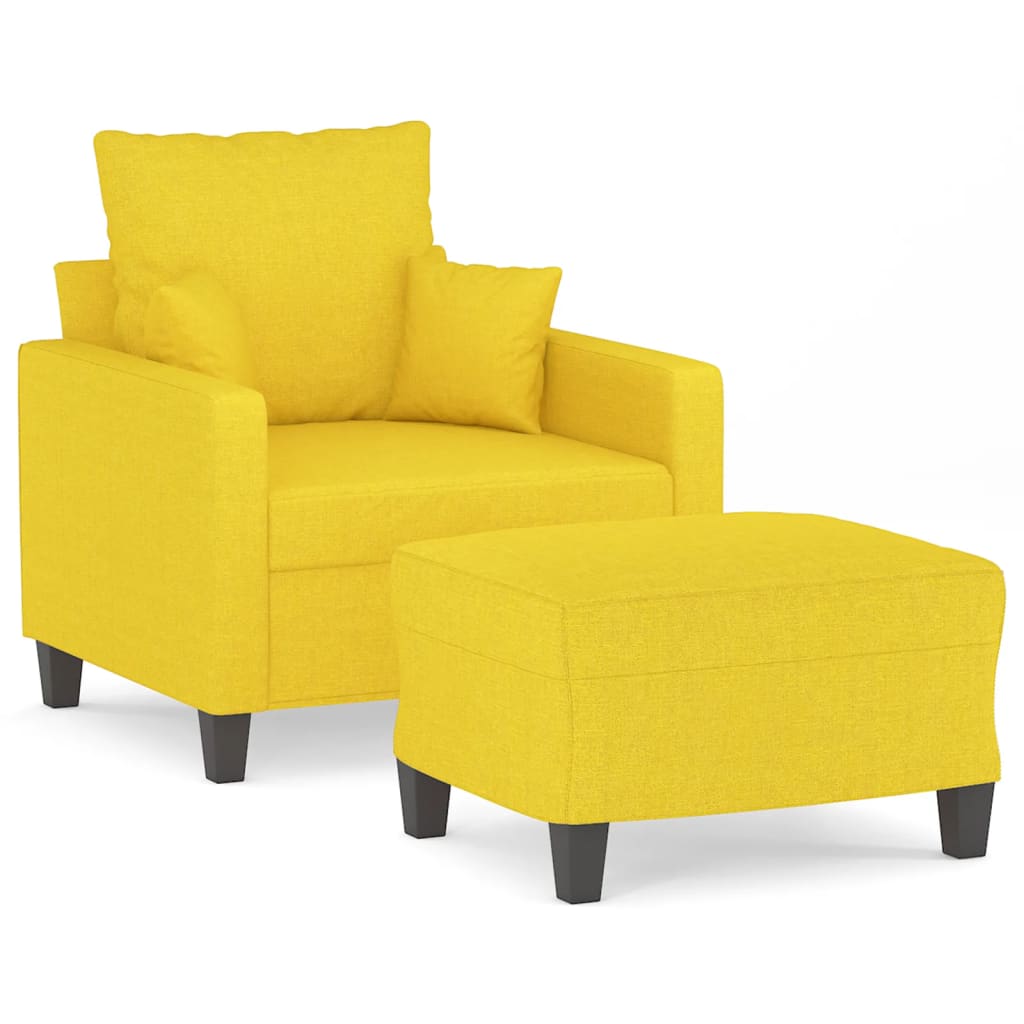 Fotelja s tabureom svjetložuta 60 cm od tkanine