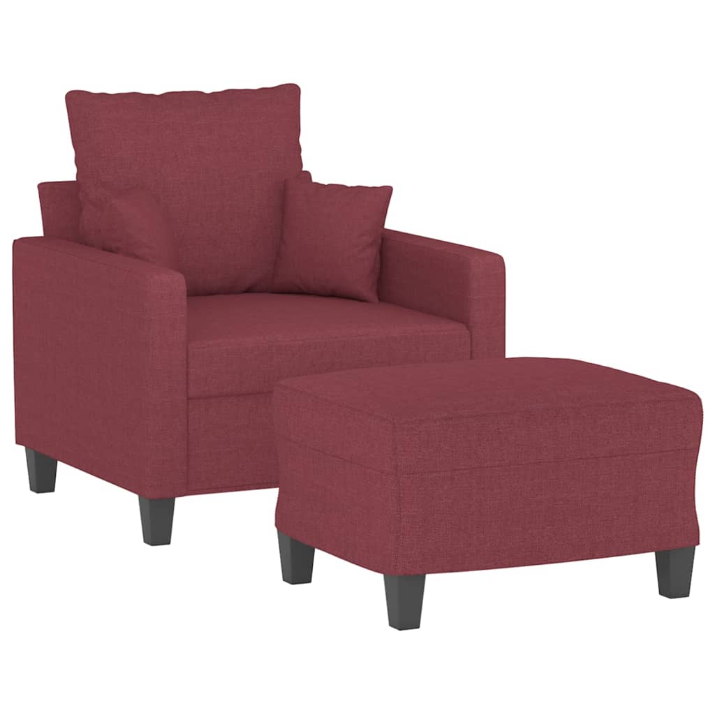 Fotelja s tabureom crvena boja vina 60 cm od tkanine