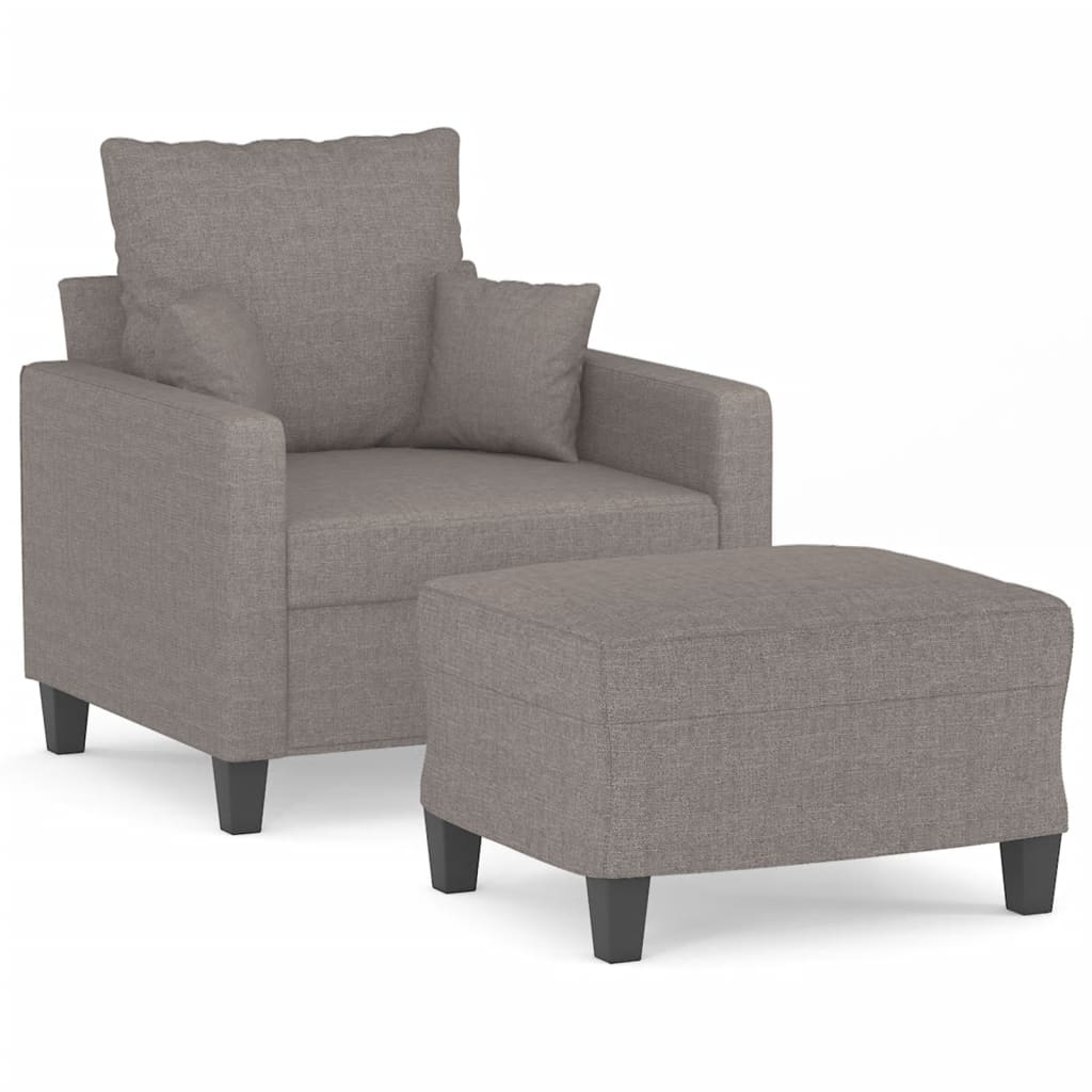 Fotelja s tabureom smeđesiva 60 cm od tkanine