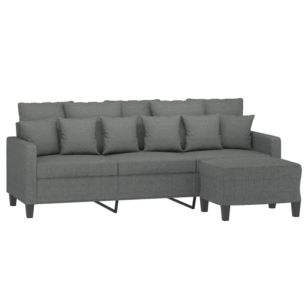 Trosjed s tabureom tamnosivi 180 cm od tkanine