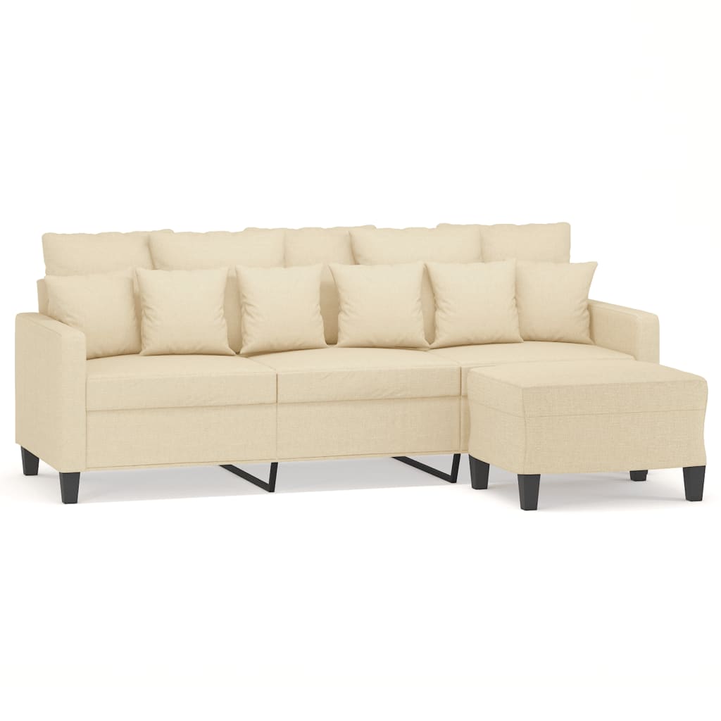 Trosjed s tabureom krem 180 cm od tkanine