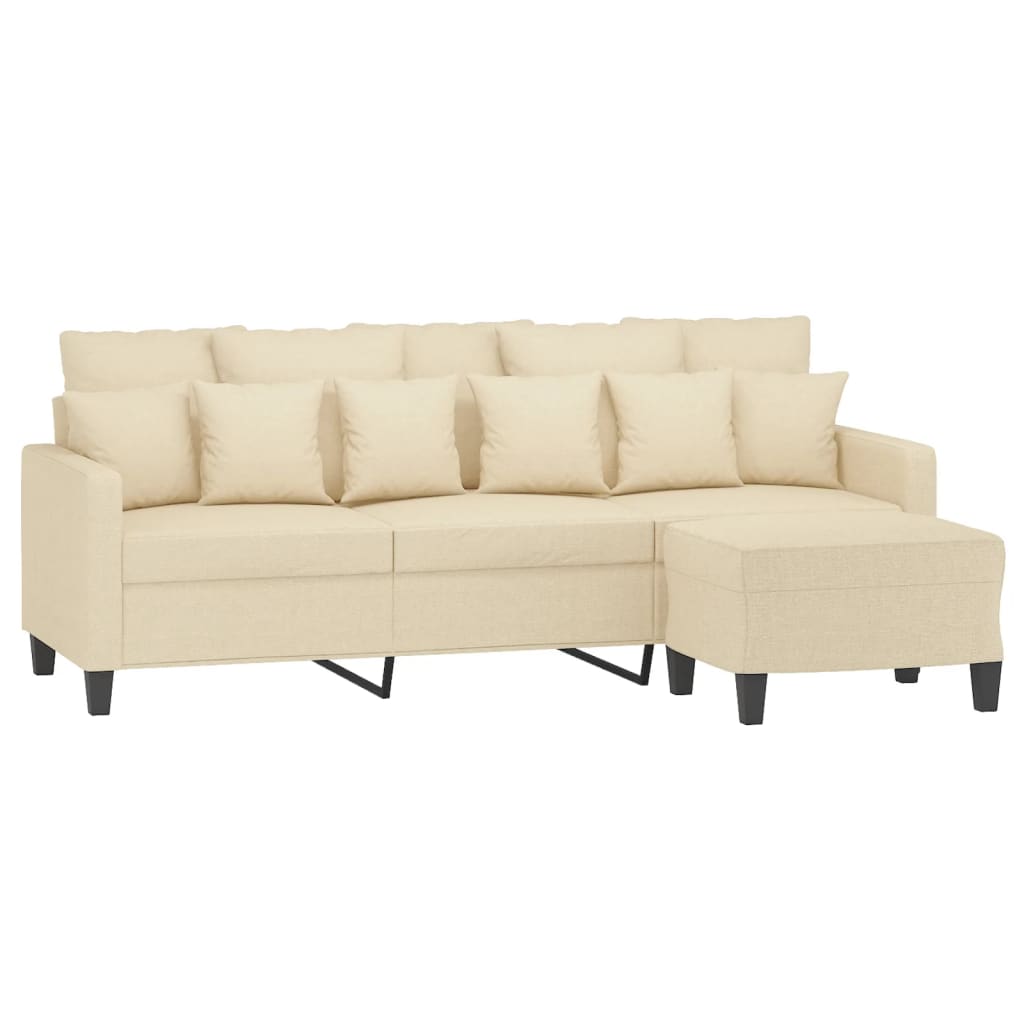 Trosjed s tabureom krem 180 cm od tkanine