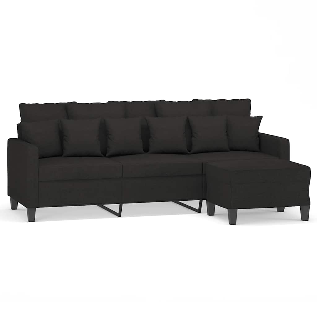 Trosjed s tabureom crni 180 cm od tkanine