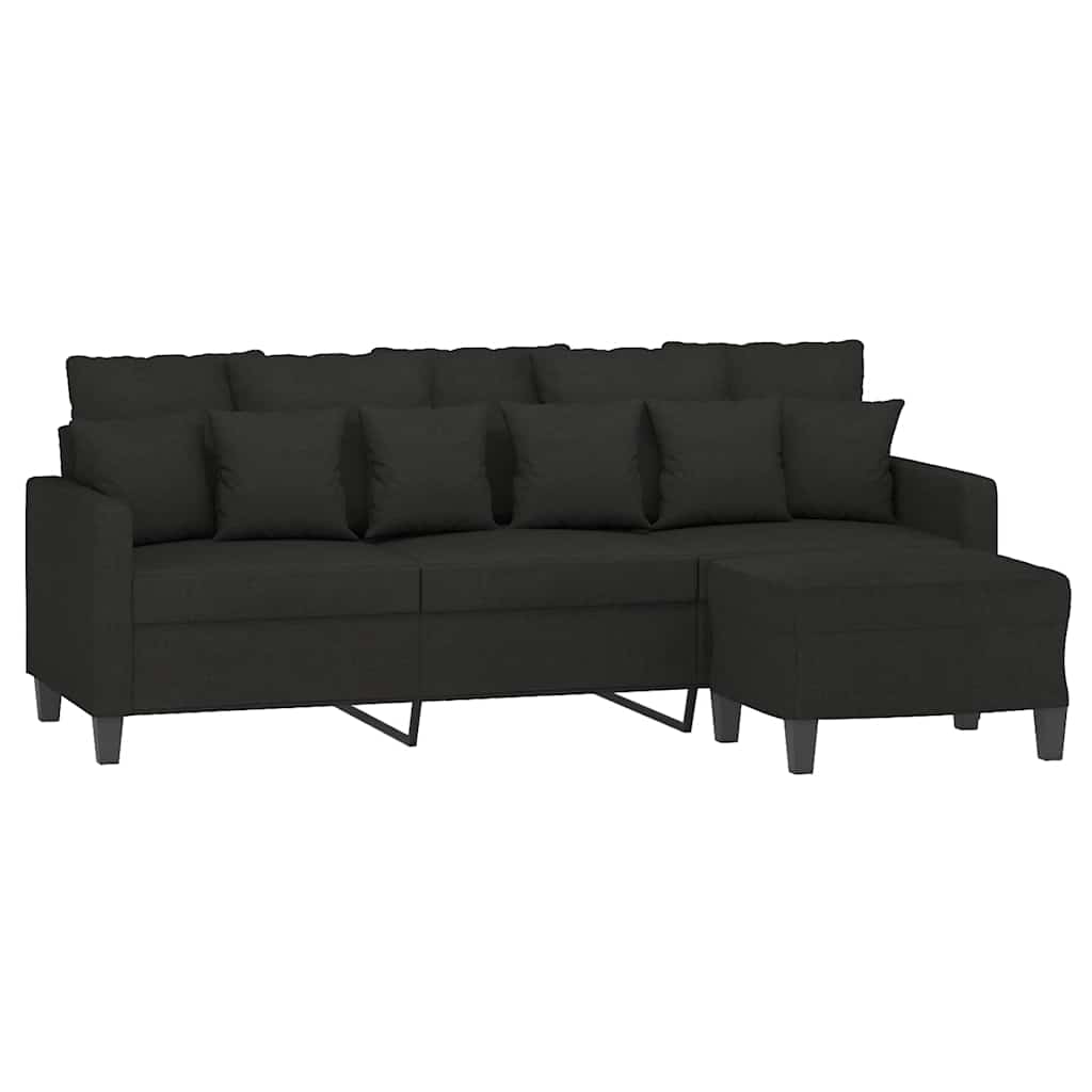Trosjed s tabureom crni 180 cm od tkanine