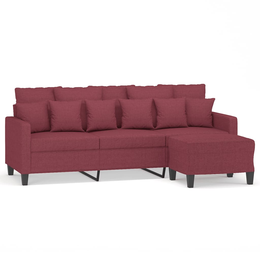 Trosjed s tabureom crvena boja vina 180 cm od tkanine