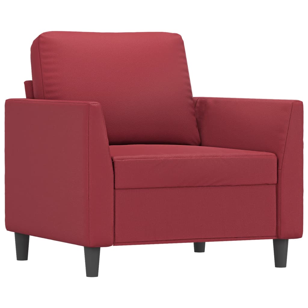 Fotelja s tabureom crvena boja vina 60 cm od umjetne kože
