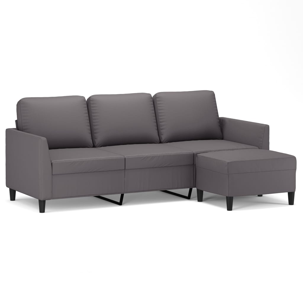 Trosjed s tabureom sivi 180 cm od umjetne kože