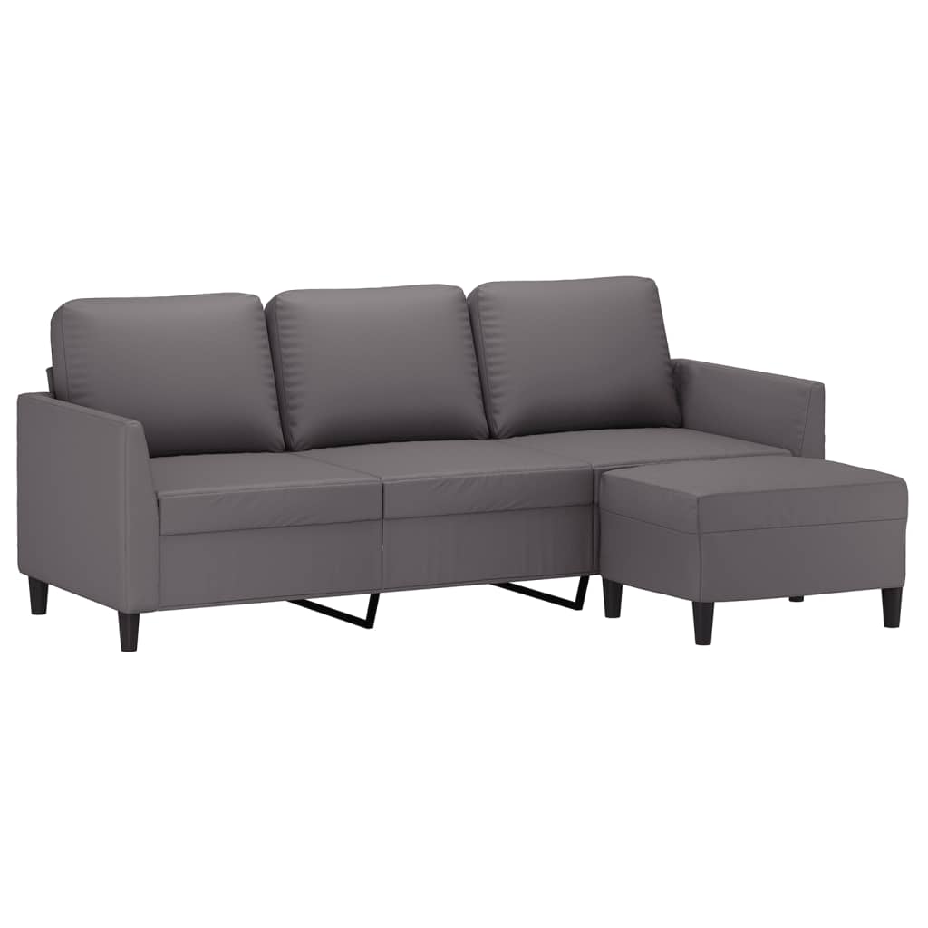 Trosjed s tabureom sivi 180 cm od umjetne kože