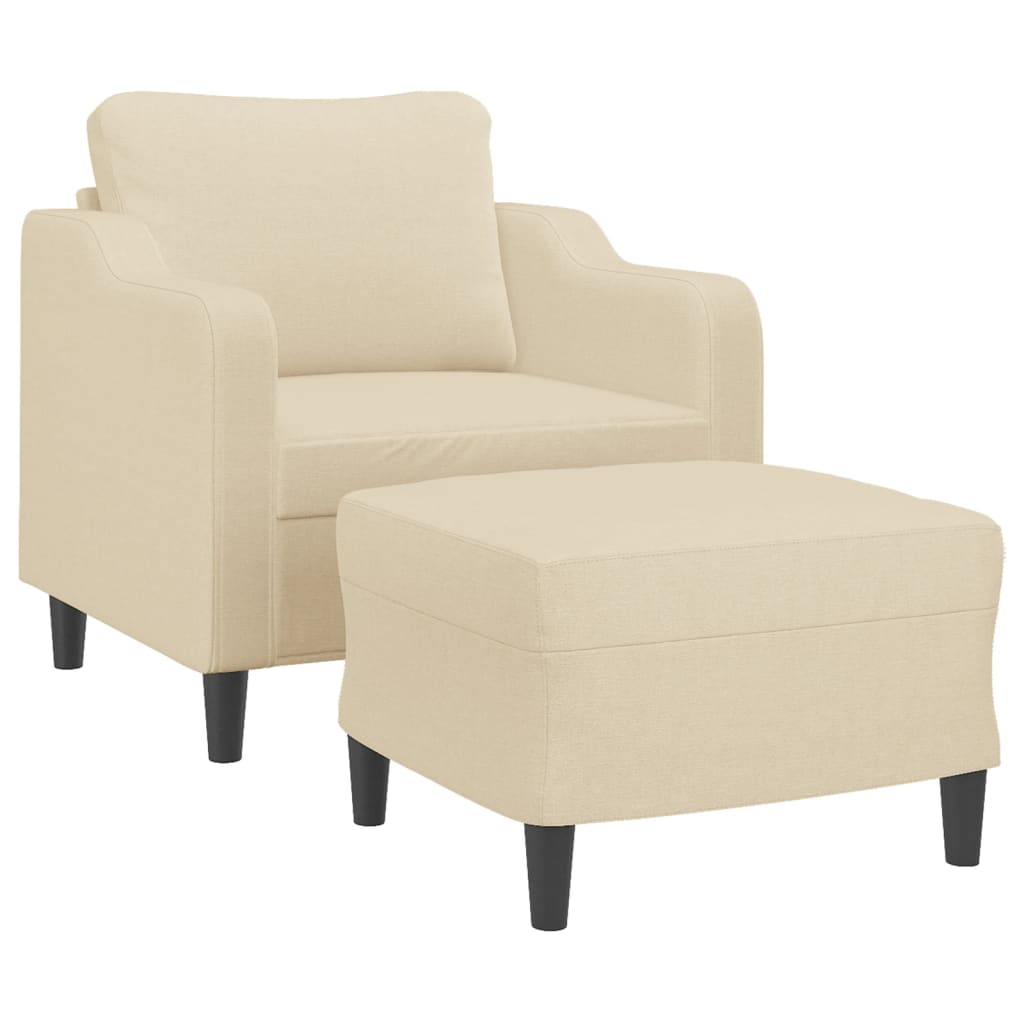 Fotelja s tabureom krem 60 cm od tkanine
