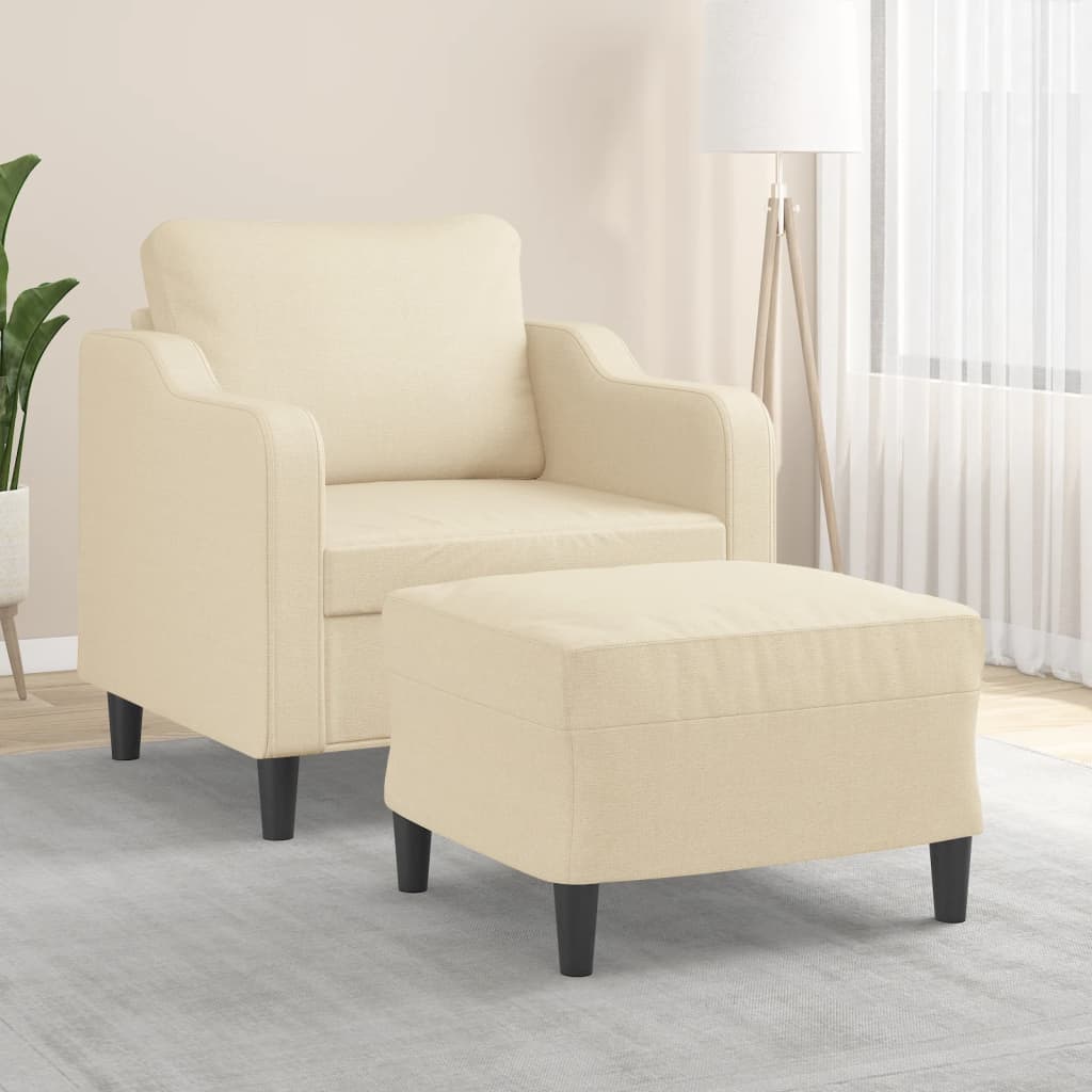 Fotelja s tabureom krem 60 cm od tkanine