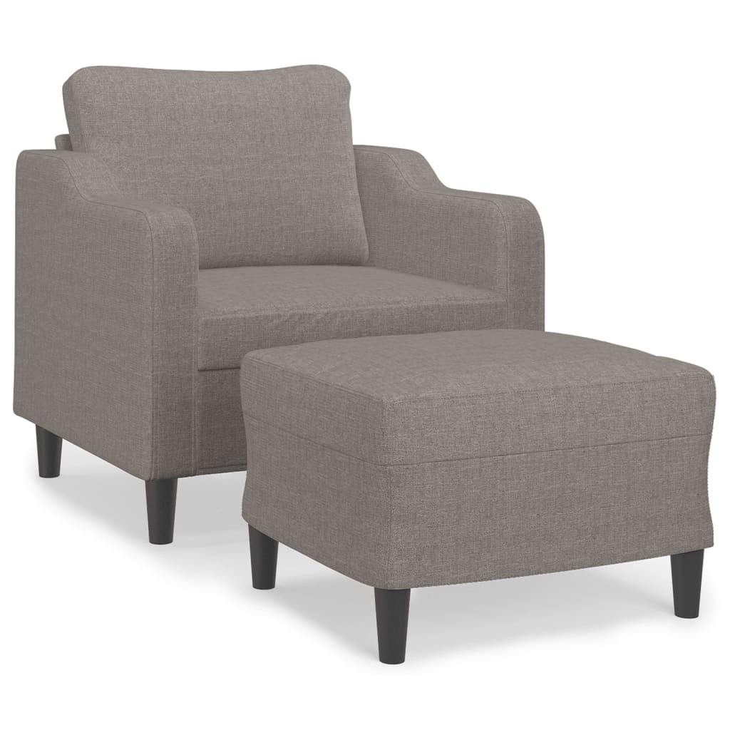 Fotelja s tabureom smeđesiva 60 cm od tkanine