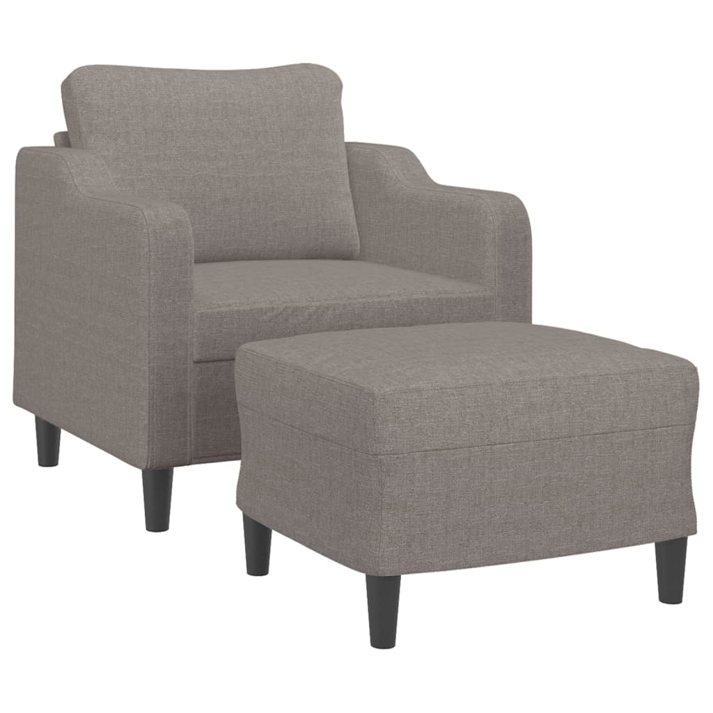 Fotelja s tabureom smeđesiva 60 cm od tkanine