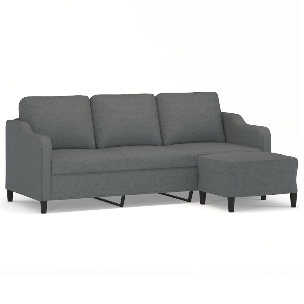 Trosjed s tabureom tamnosivi 180 cm od tkanine