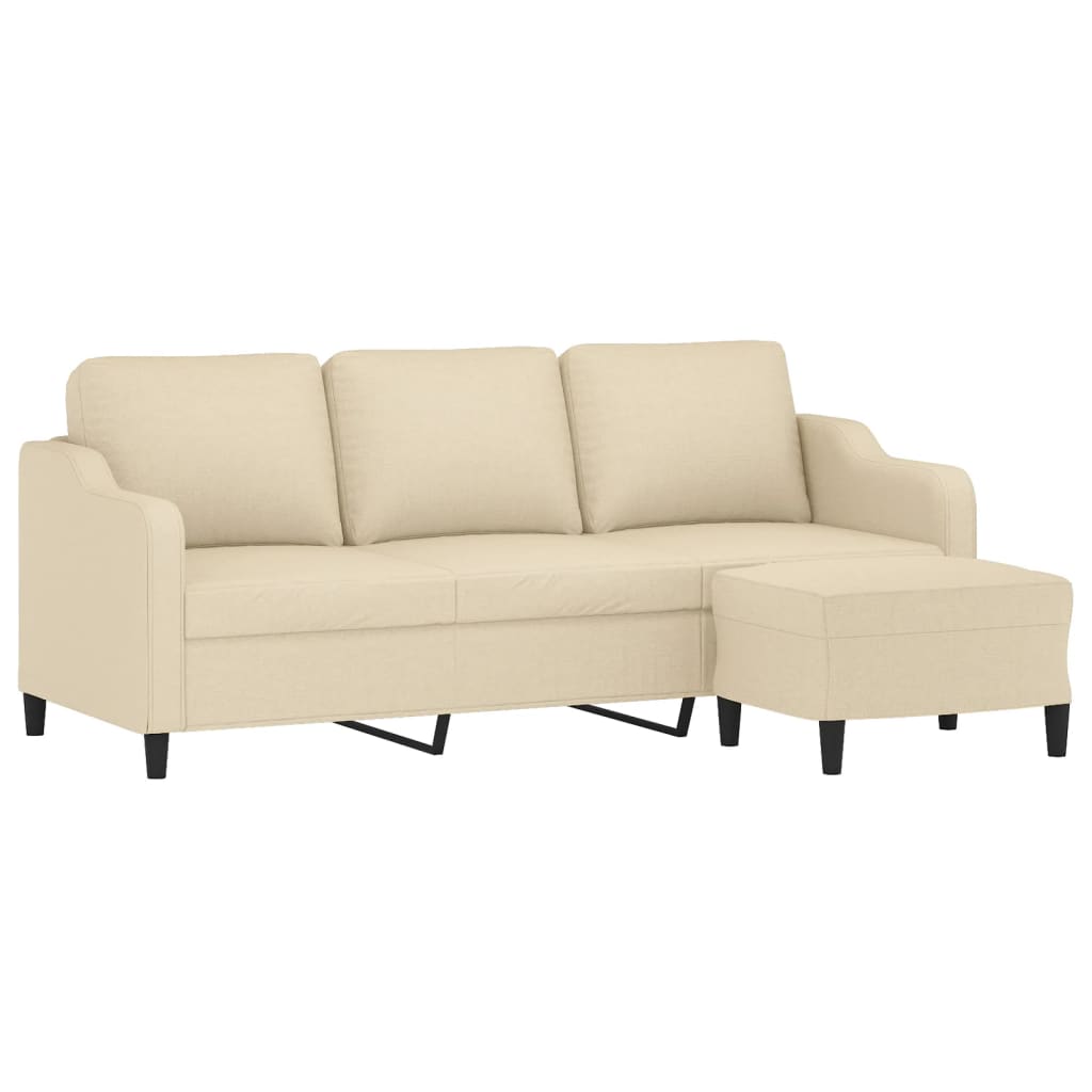 Trosjed s tabureom krem 180 cm od tkanine