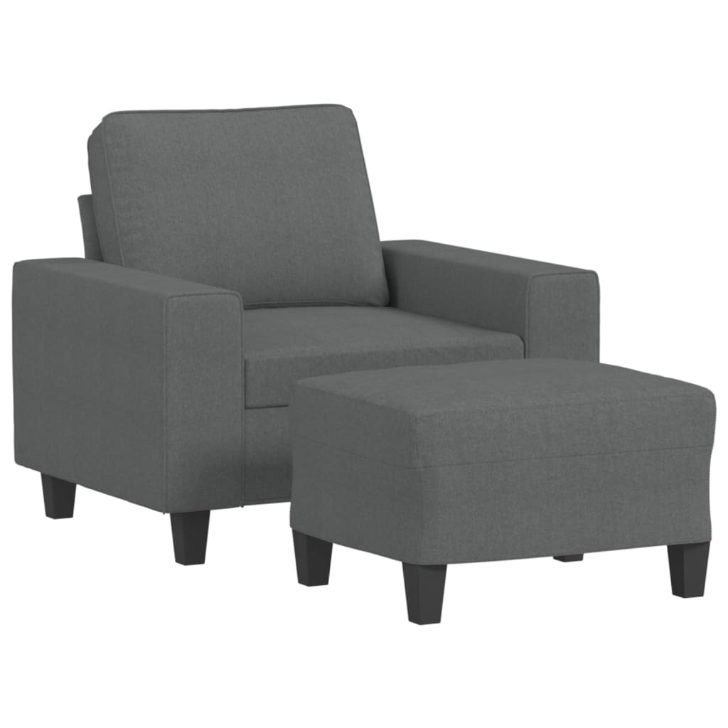 Fotelja s tabureom tamnosiva 60 cm od tkanine