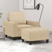 Fotelja s tabureom krem 60 cm od tkanine