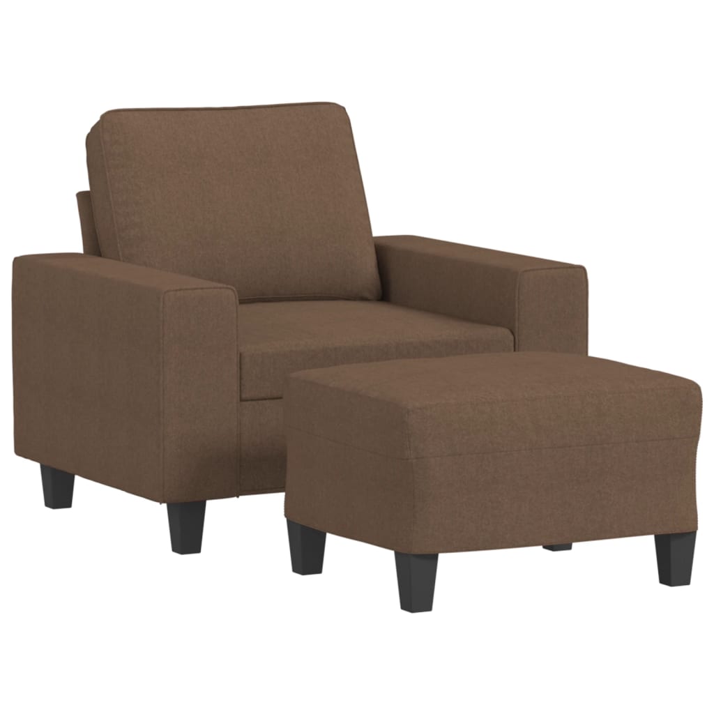 Fotelja s tabureom smeđa 60 cm od tkanine