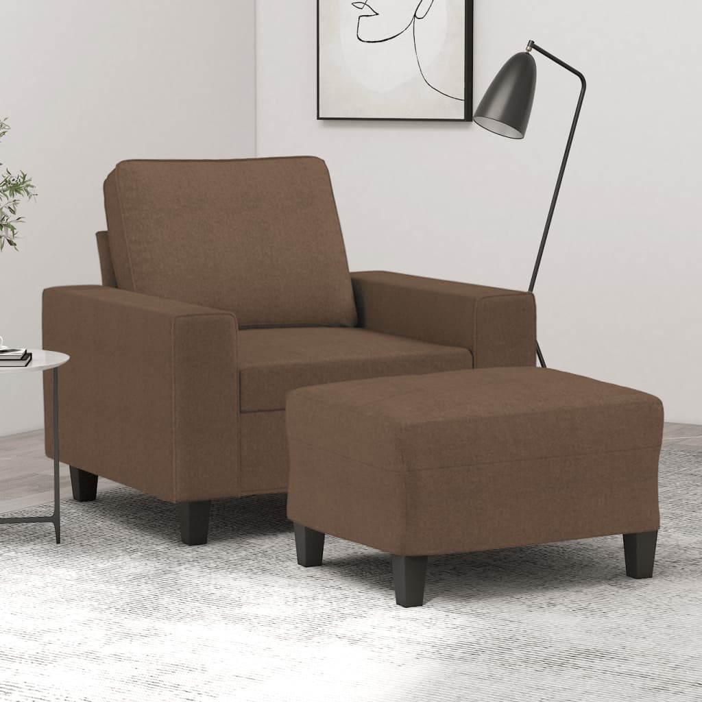 Fotelja s tabureom smeđa 60 cm od tkanine