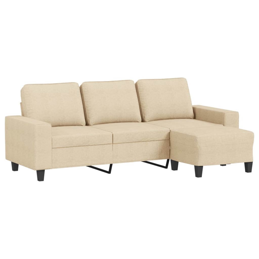 Trosjed s tabureom krem 180 cm od tkanine