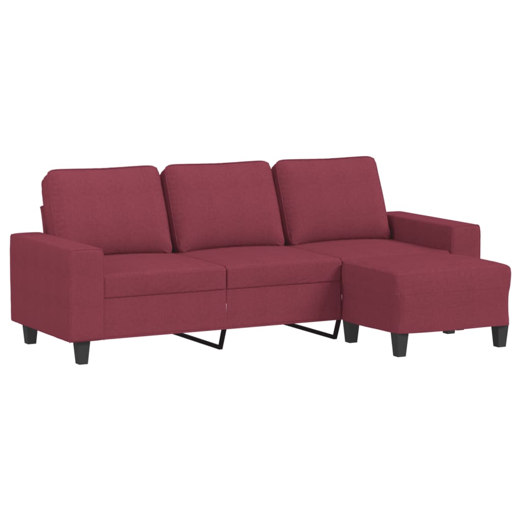 Trosjed s tabureom crvena boja vina 180 cm od tkanine