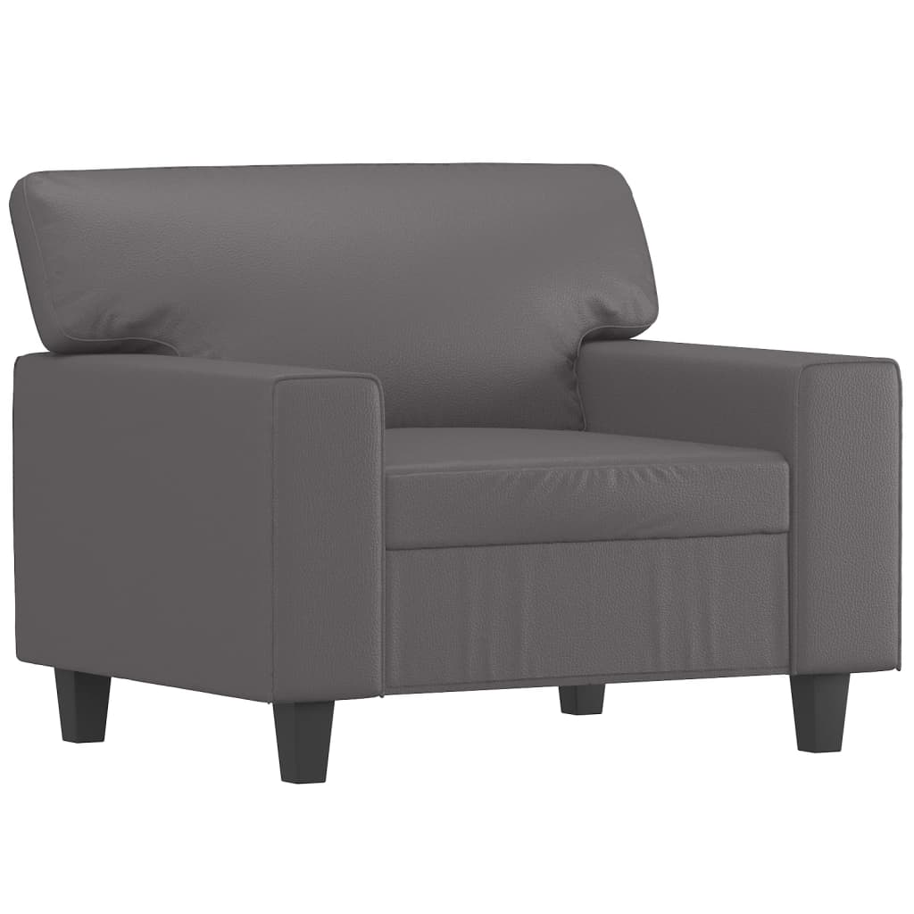 Fotelja s tabureom siva 60 cm od umjetne kože