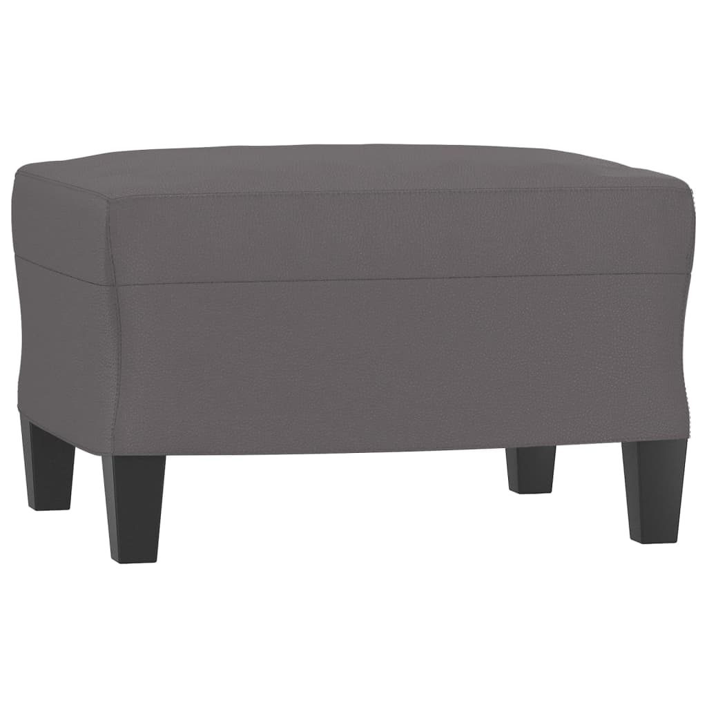 Fotelja s tabureom siva 60 cm od umjetne kože