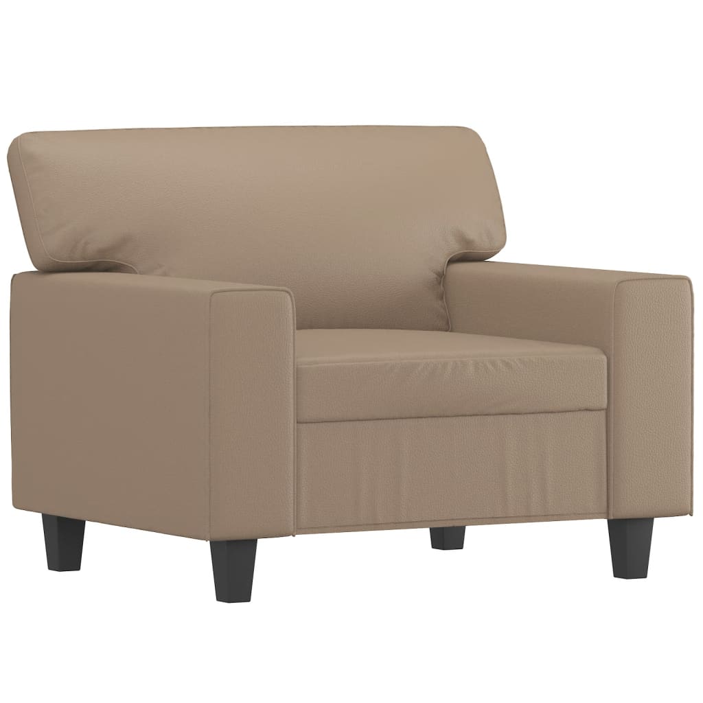 Fotelja s tabureom boja cappuccina 60 cm od umjetne kože