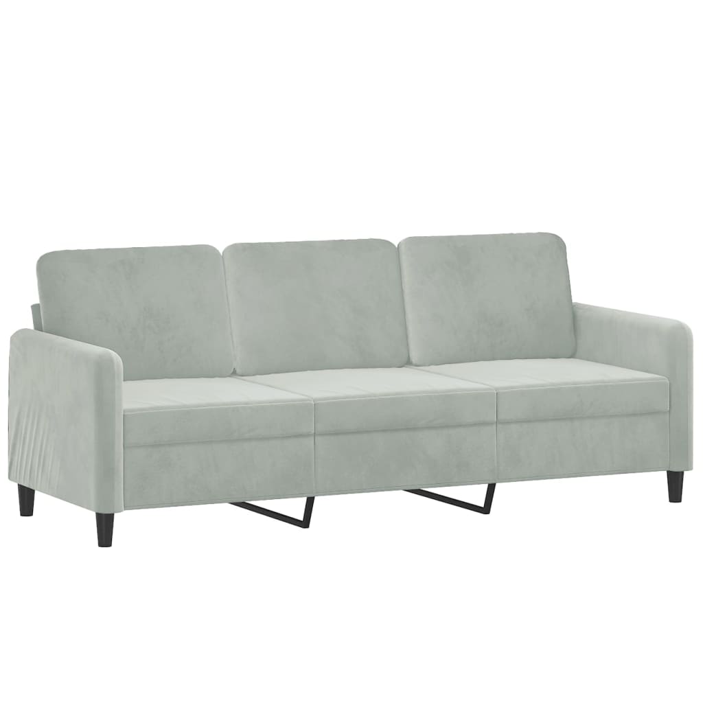 Trosjed s tabureom svjetlosivi 180 cm baršunasti