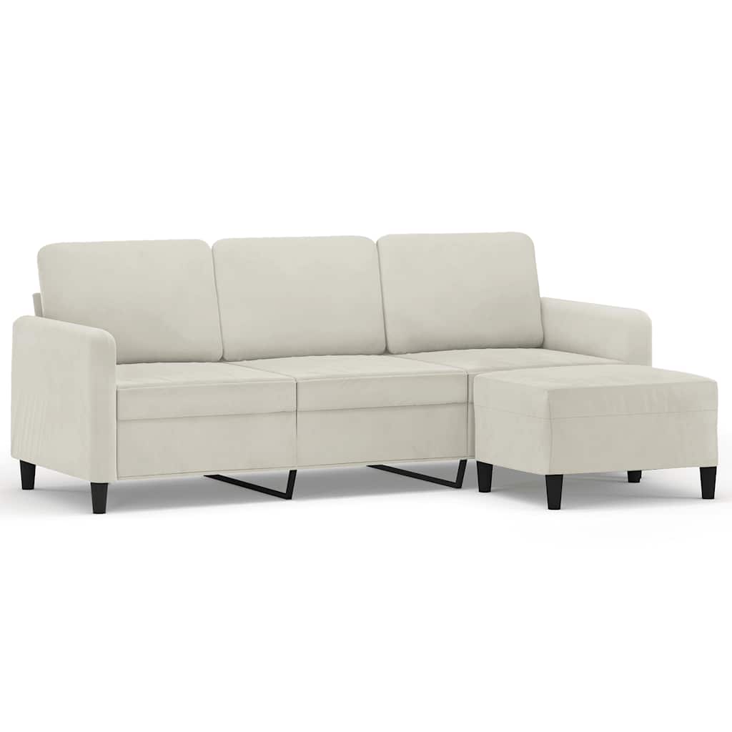 Trosjed s tabureom krem 180 cm baršunasti