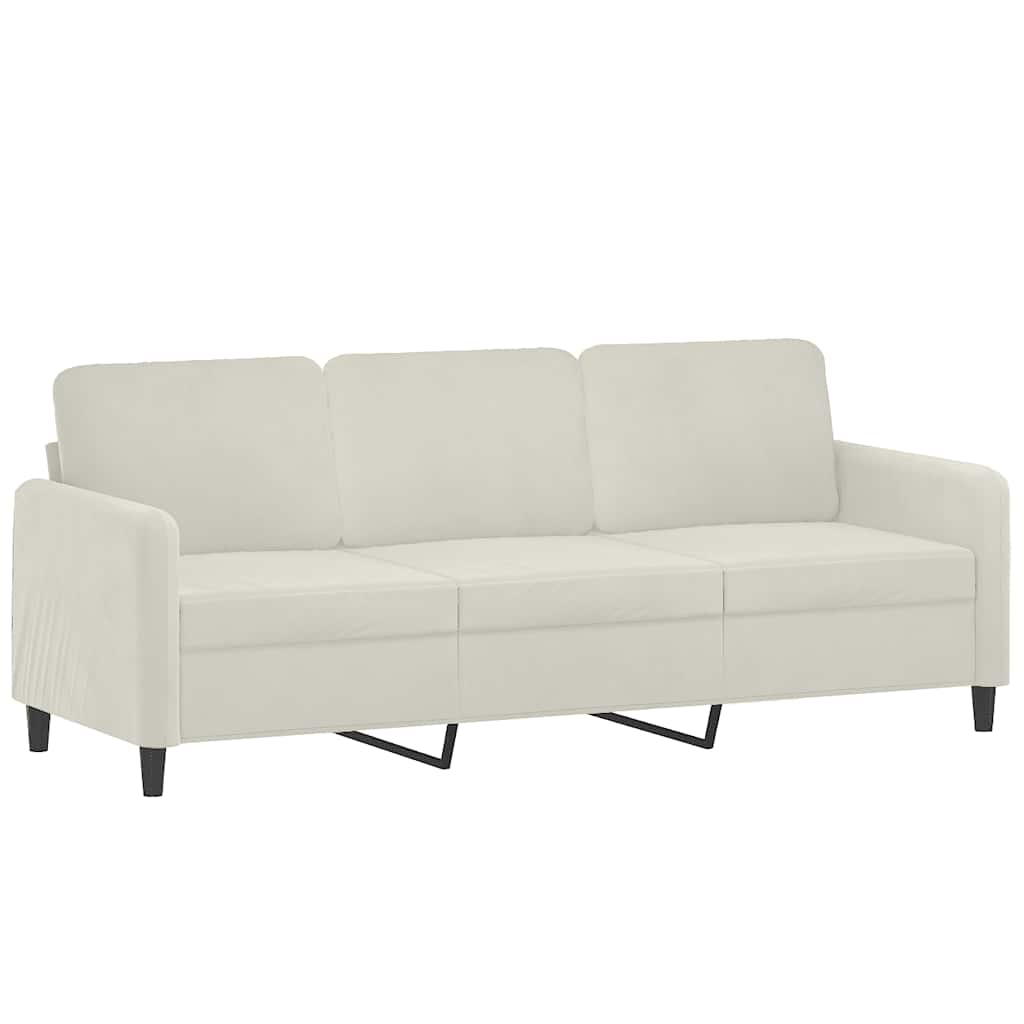 Trosjed s tabureom krem 180 cm baršunasti