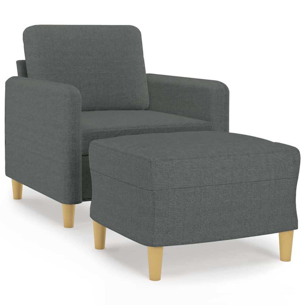 Fotelja s tabureom tamnosiva 60 cm od tkanine