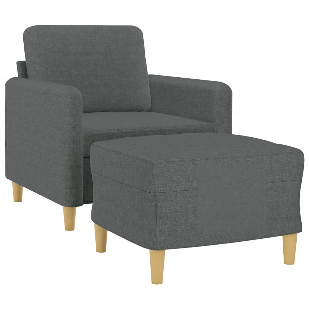 Fotelja s tabureom tamnosiva 60 cm od tkanine