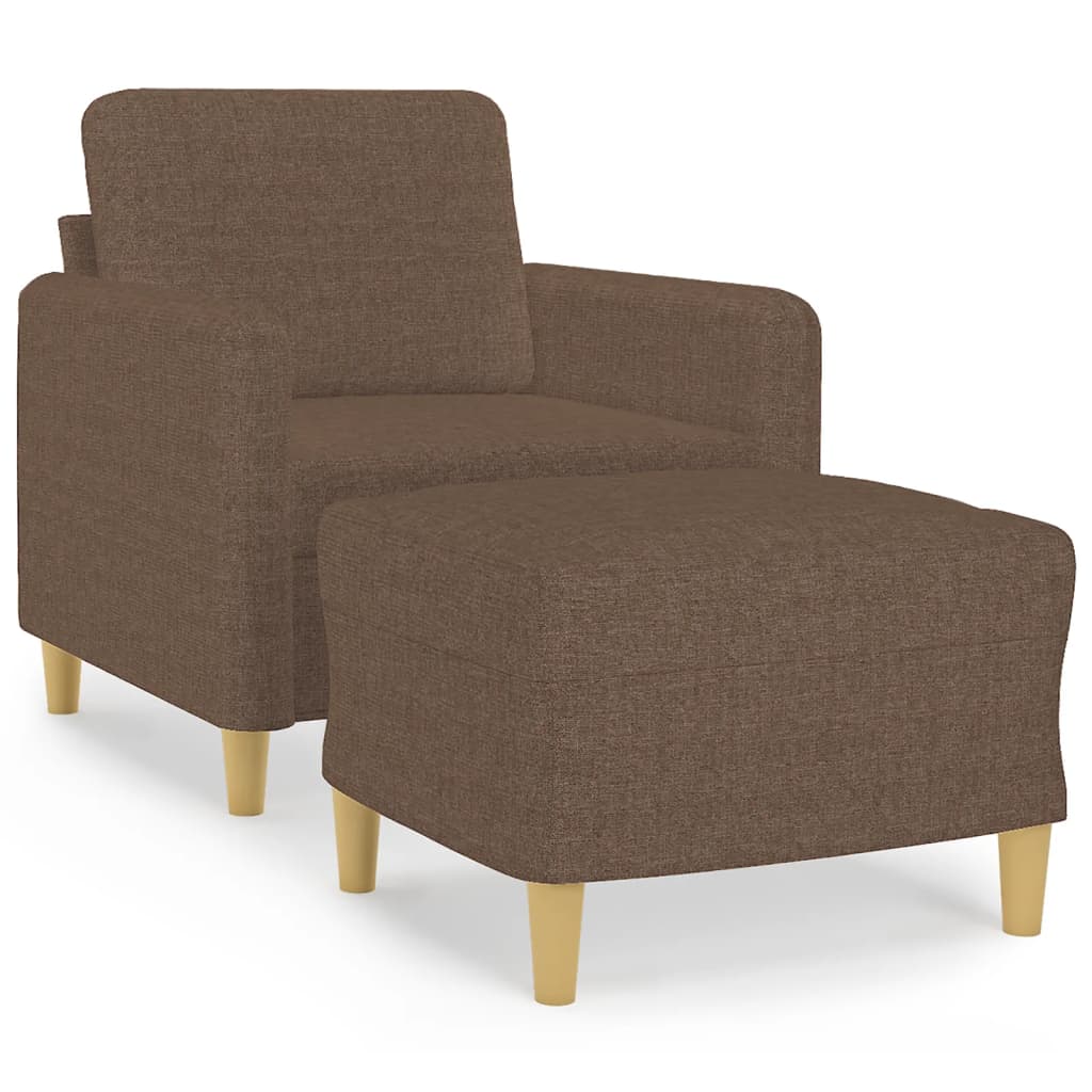 Fotelja s tabureom smeđa 60 cm od tkanine