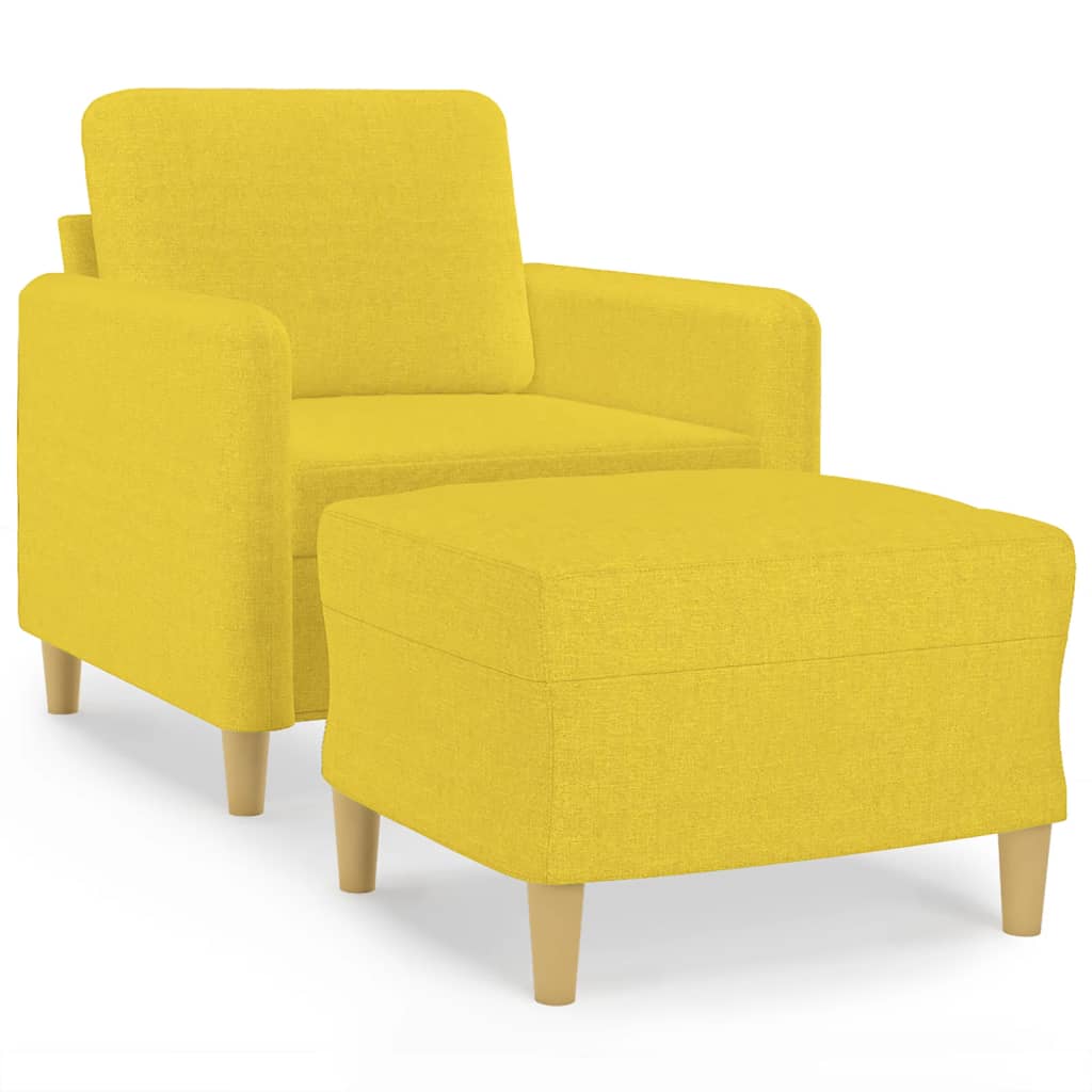 Fotelja s tabureom svjetložuta 60 cm od tkanine
