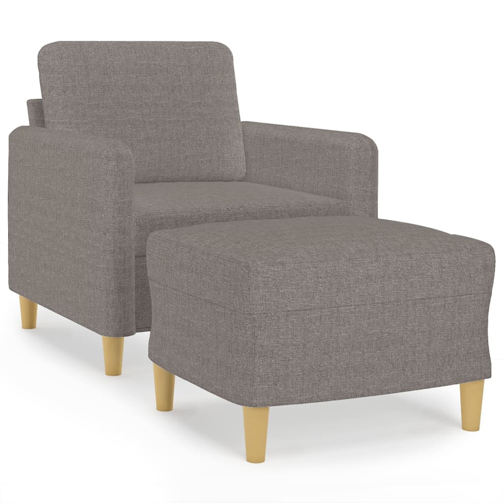 Fotelja s tabureom smeđesiva 60 cm od tkanine
