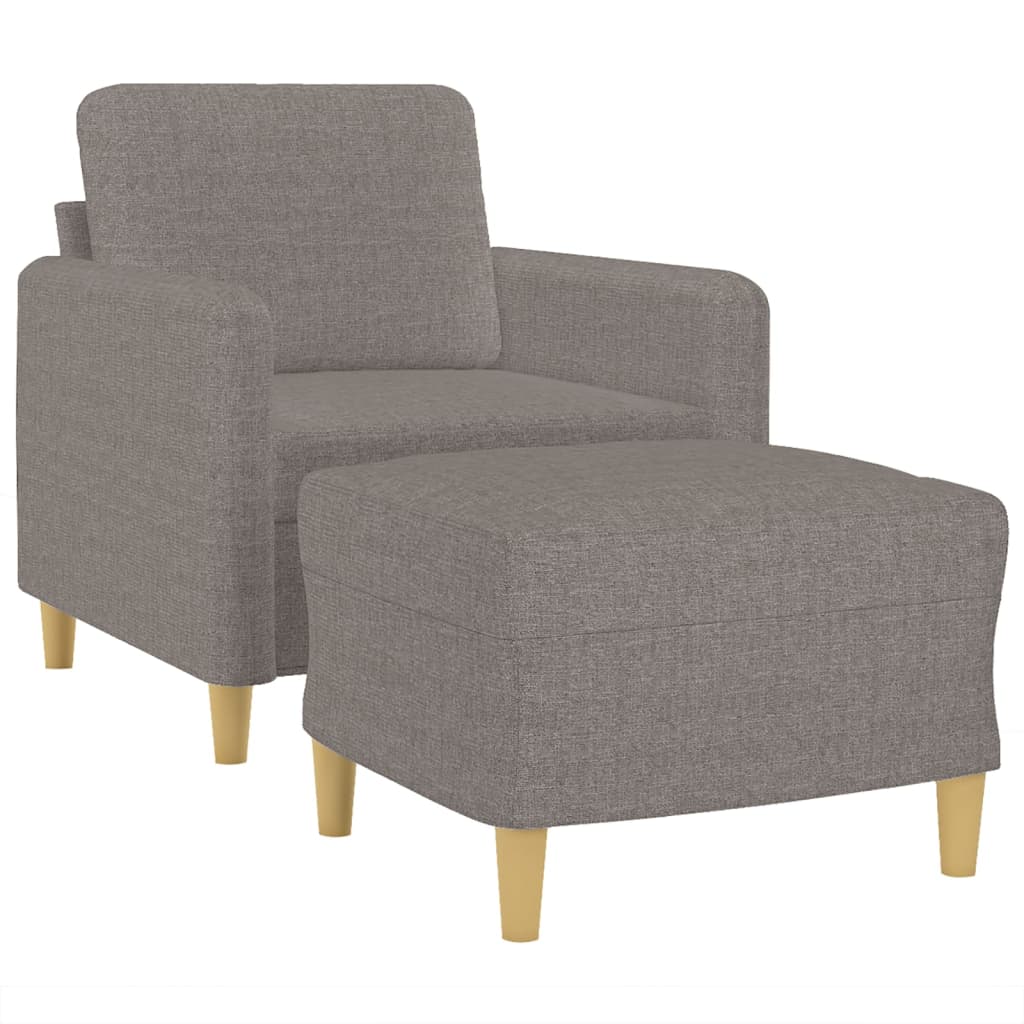 Fotelja s tabureom smeđesiva 60 cm od tkanine