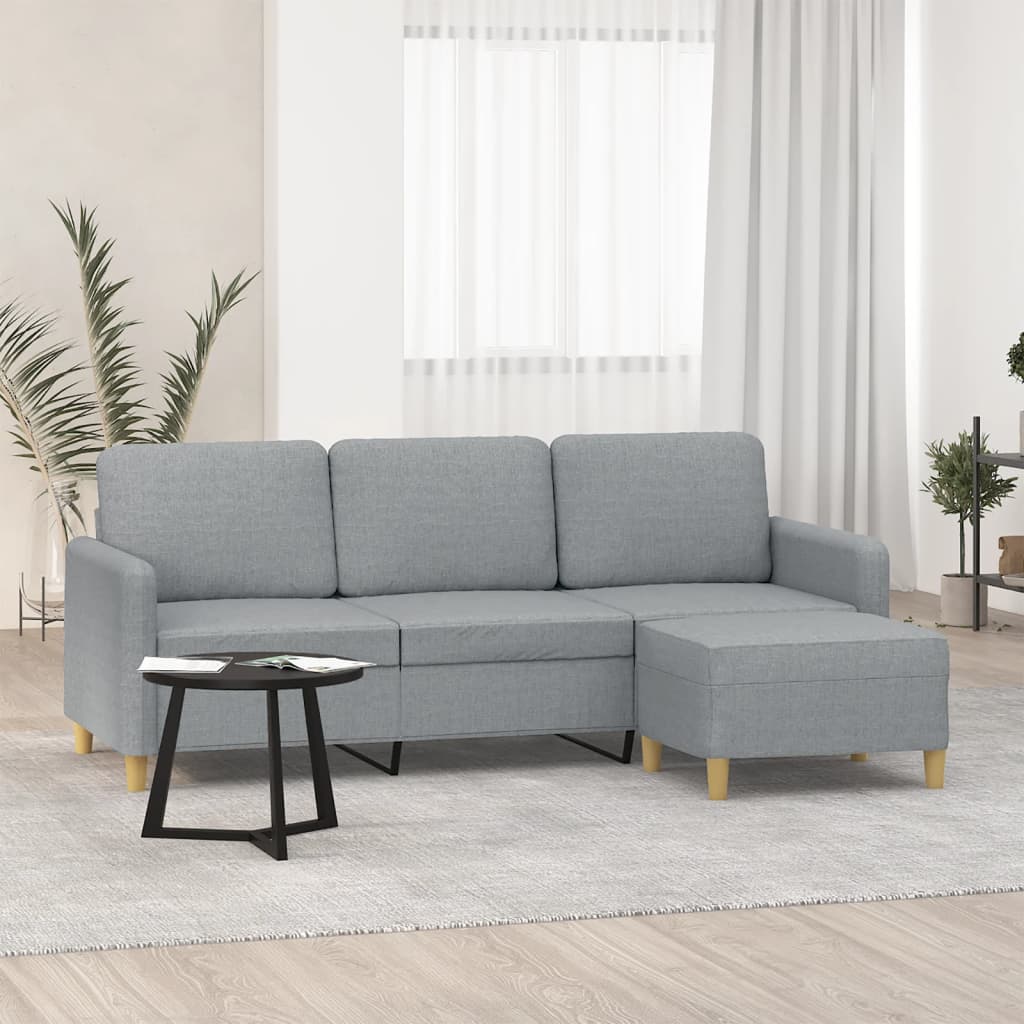 Trosjed s tabureom svjetlosivi 180 cm od tkanine