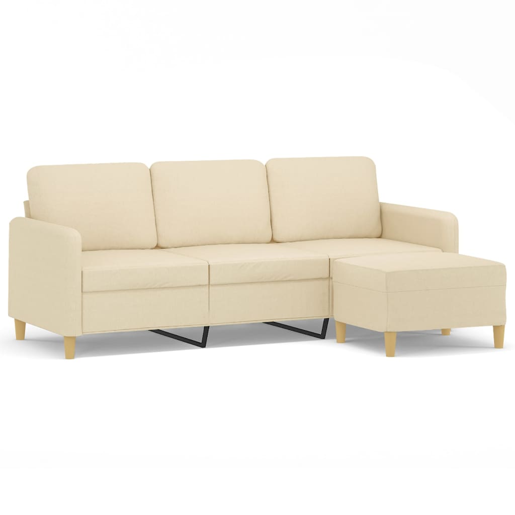 Trosjed s tabureom krem 180 cm od tkanine