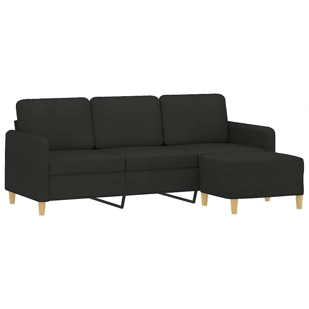 Trosjed s tabureom crni 180 cm od tkanine