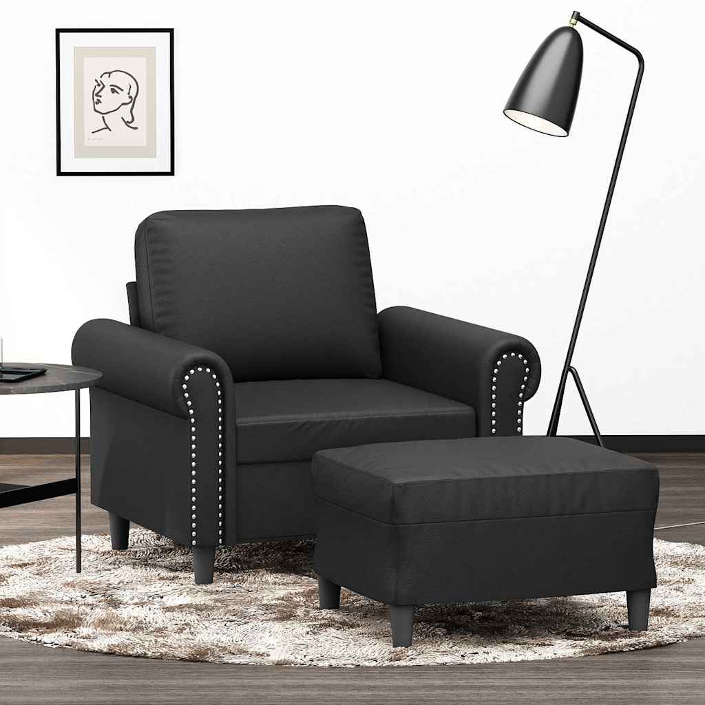 Fotelja s tabureom 60 cm od umjetne kože